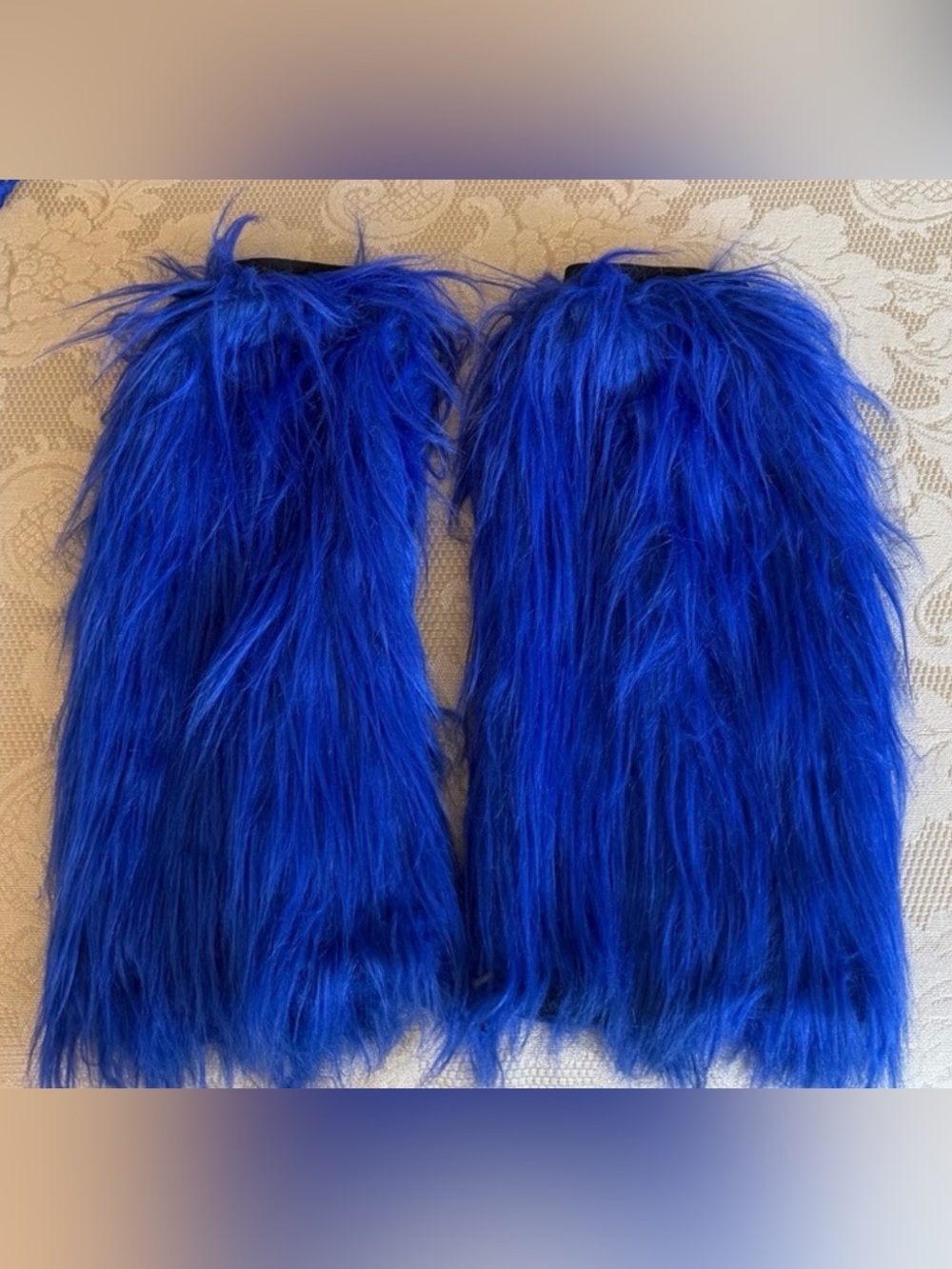 Bold Blue Faux Fur Coat Sleeve Panels - Women's Jacket Accessory